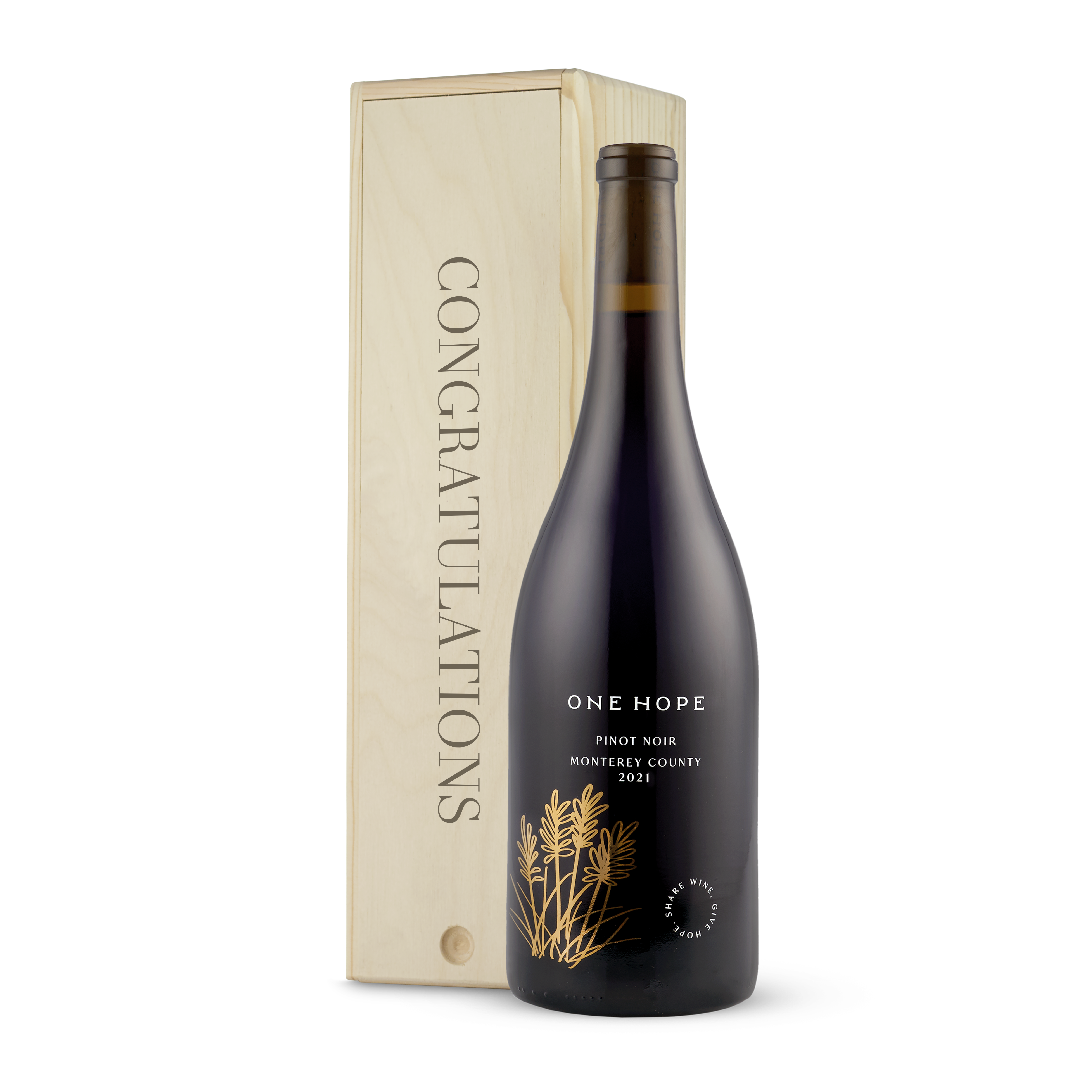 Congratulations Etched Wood Gift Box – ONEHOPE Wine
