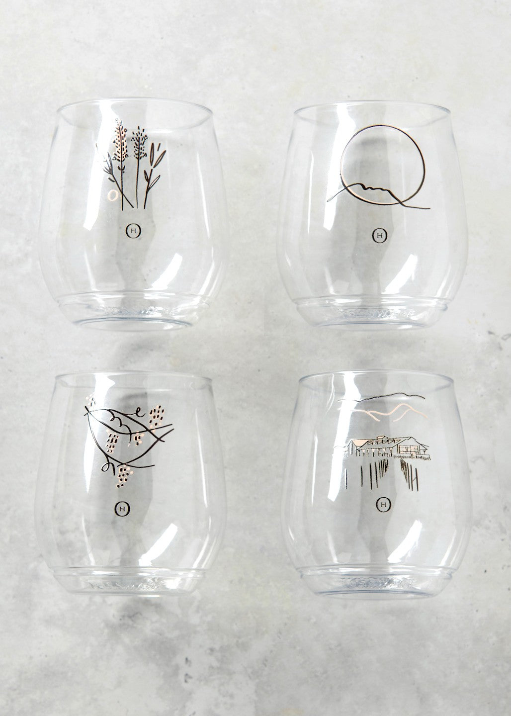OH Stress-Free Stemless Wine Glasses